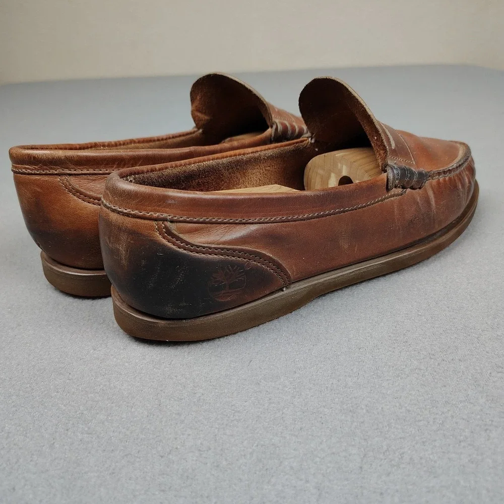 Vintage Timberland Boat Penny Loafer Men 10 Mahogany Leather Comfort Deck Shoe